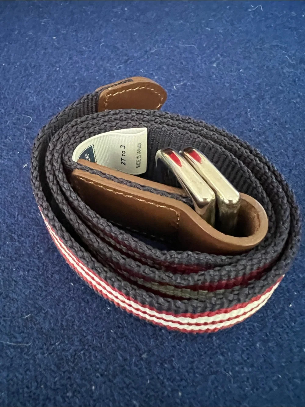 Janie and Jack Toddler Baby Boys Prep Navy Red White Striped Belt Size 2T to 3T